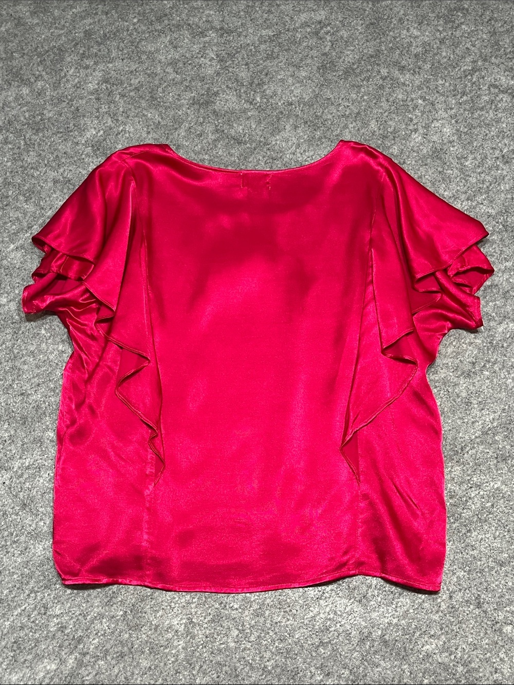 Nation LTD Satin Flutter Sleeve Blouse - Fuchsia - Picture 5 of 7